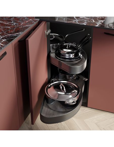 Emuca Angolare Lake Harmony per mobili da cucina, Destra, Altezza regolabile, Acciaio e legno, Grigio antracite