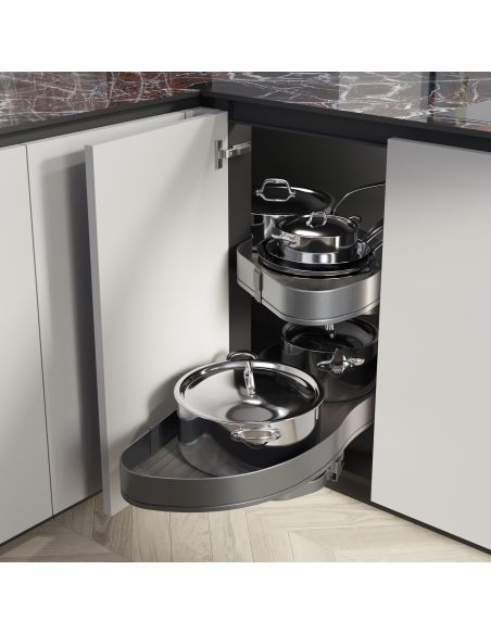 Emuca Angolare Lake Harmony per mobili da cucina, Destra, Altezza regolabile, Acciaio e legno, Grigio antracite