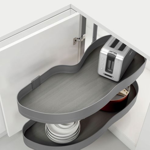 Emuca Angolare Lake Harmony per mobili da cucina, Destra, Altezza regolabile, Acciaio e legno, Grigio antracite