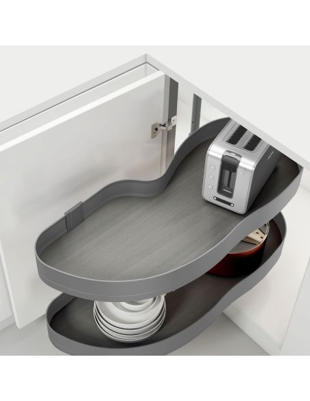 Emuca Angolare Lake Harmony per mobili da cucina, Destra, Altezza regolabile, Acciaio e legno, Grigio antracite