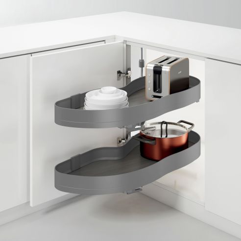 Emuca Angolare Lake Harmony per mobili da cucina, Destra, Altezza regolabile, Acciaio e legno, Grigio antracite