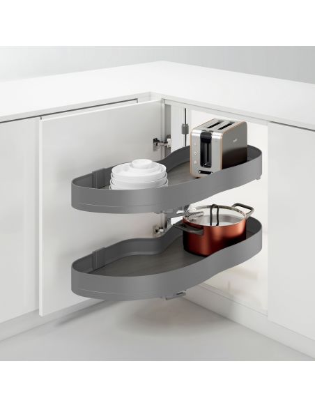 Emuca Angolare Lake Harmony per mobili da cucina, Destra, Altezza regolabile, Acciaio e legno, Grigio antracite