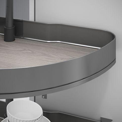 Emuca Coppia di cestelli girevoli Harmony semicircolare, Modulo larghezza 800mm, Altezza regolabile, Acciaio e Legno, Grigio ant