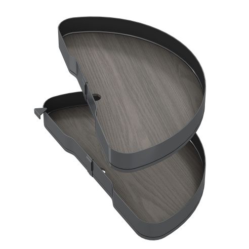 Emuca Coppia di cestelli girevoli Harmony semicircolare, Modulo larghezza 800mm, Altezza regolabile, Acciaio e Legno, Grigio ant