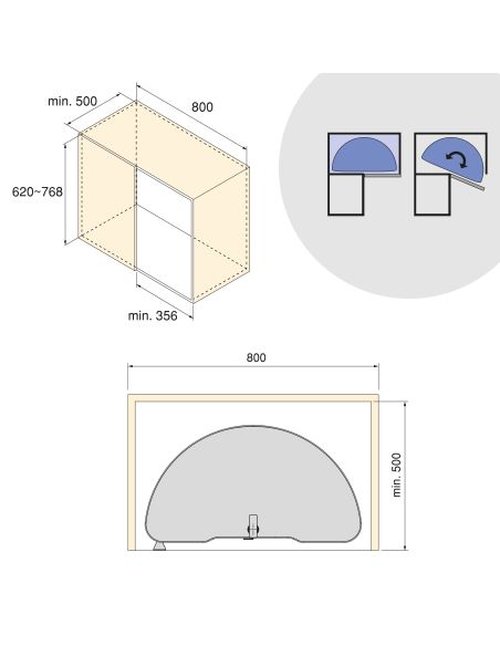 Emuca Coppia di cestelli girevoli Harmony semicircolare, Modulo larghezza 800mm, Altezza regolabile, Acciaio e Legno, Grigio ant