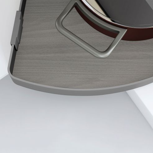 Emuca Coppia di cestelli girevole Harmony 3/4, Modulo larghezza 800mm, Altezza regolabile, Acciaio e Legno, Grigio antracite