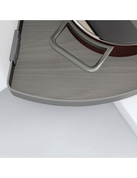 Emuca Coppia di cestelli girevole Harmony 3/4, Modulo larghezza 800mm, Altezza regolabile, Acciaio e Legno, Grigio antracite