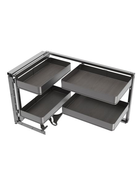 Emuca Sistema estraibile Harmony per mobili da cucina, Sinistra, Acciaio e Legno, Grigio antracite