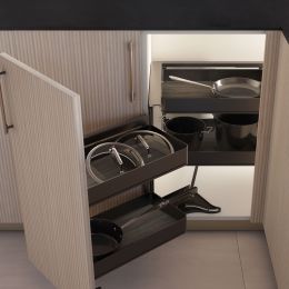 Emuca Sistema estraibile Harmony per mobili da cucina, Sinistra, Acciaio e Legno, Grigio antracite 2