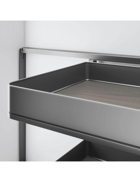 Emuca Sistema estraibile Harmony per mobili da cucina, Sinistra, Acciaio e Legno, Grigio antracite