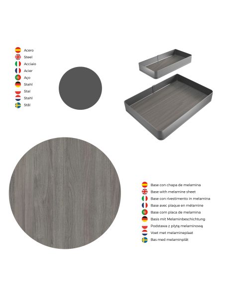 Emuca Sistema estraibile Harmony per mobili da cucina, Sinistra, Acciaio e Legno, Grigio antracite