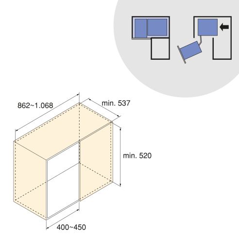 Emuca Sistema estraibile Harmony per mobili da cucina, Sinistra, Acciaio e Legno, Grigio antracite
