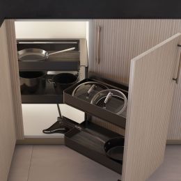 Emuca Sistema estraibile Harmony per mobili da cucina, Destra, Acciaio e Legno, Grigio antracite 2