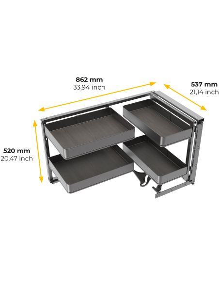Emuca Sistema estraibile Harmony per mobili da cucina, Destra, Acciaio e Legno, Grigio antracite