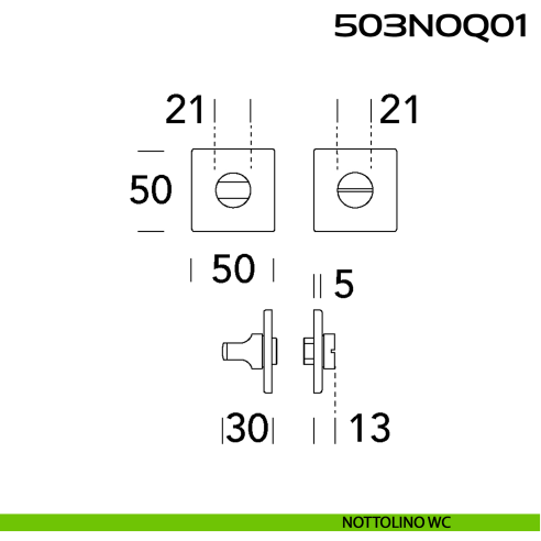 Nottolino WC quadro in Acciaio 503NOQ01 Reguitti Inox disegno
