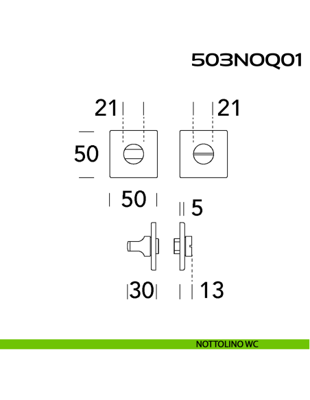 Nottolino WC quadro in Acciaio 503NOQ01 Reguitti Inox disegno