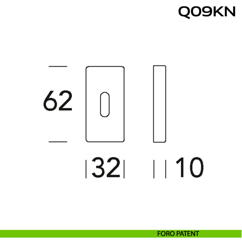 Bocchetta foro chiave rettangolare Q09 Reguitti Inox disegno