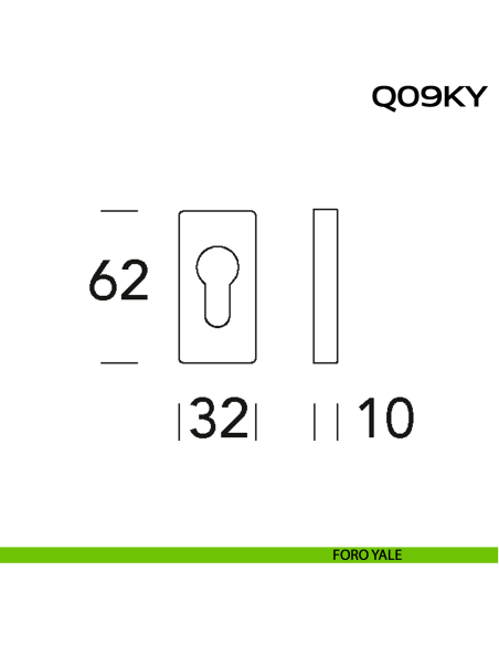 Bocchetta foro yale rettangolare Q09 Reguitti Inox disegno
