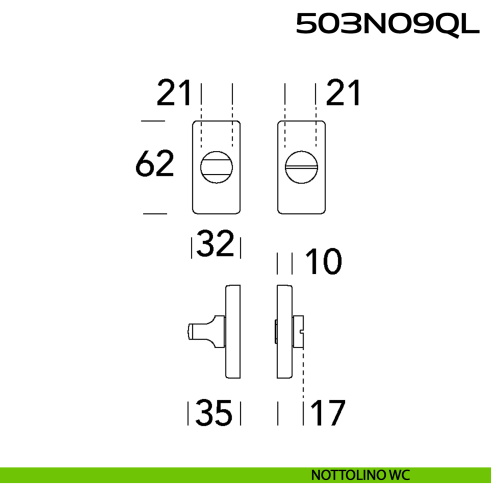 Nottolino WC rettangolare in Acciaio 503NO9QL Reguitti Inox disegno