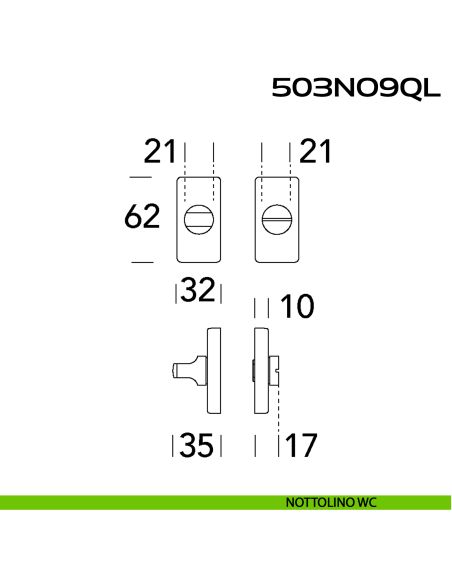 Nottolino WC rettangolare in Acciaio 503NO9QL Reguitti Inox disegno