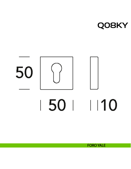 Bocchetta foro yale quadrata Q08 Reguitti Inox disegno