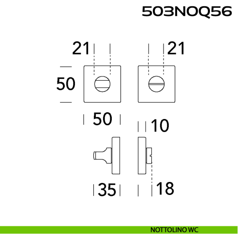 Nottolino WC quadrato in Acciaio 503NOQ56 Reguitti Inox disegno