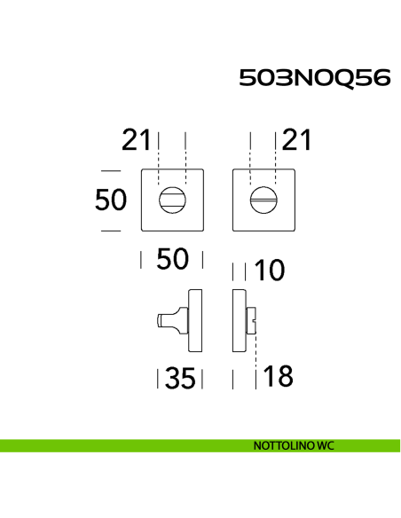 Nottolino WC quadrato in Acciaio 503NOQ56 Reguitti Inox disegno