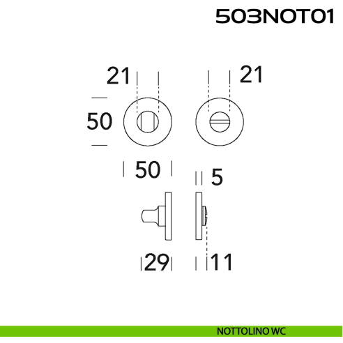 Nottolino WC tondo in acciaio 503NOT01 Reguitti Inox disegno