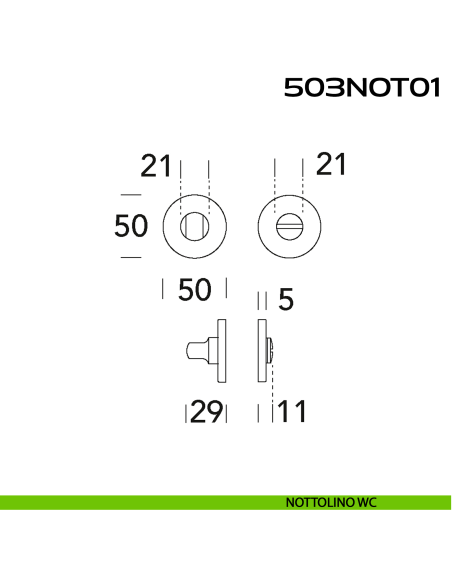 Nottolino WC tondo in acciaio 503NOT01 Reguitti Inox disegno