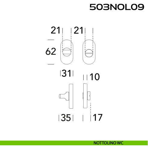 Nottolino WC ovale in acciaio 503NOL09 Reguitti Inox disegno