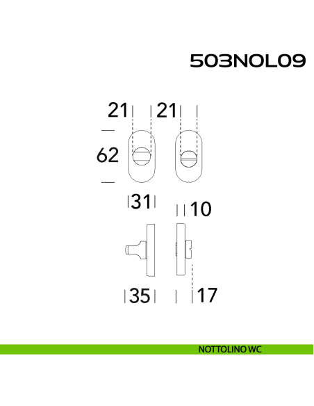 Nottolino WC ovale in acciaio 503NOL09 Reguitti Inox disegno