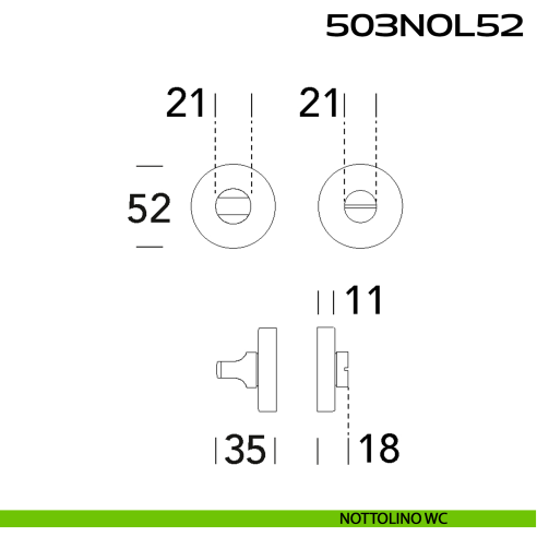 Nottolino WC tondo in acciaio 503NOL52 Reguitti Inox disegno