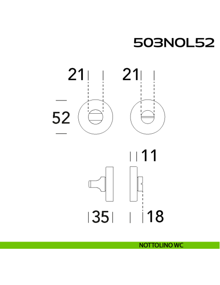 Nottolino WC tondo in acciaio 503NOL52 Reguitti Inox disegno