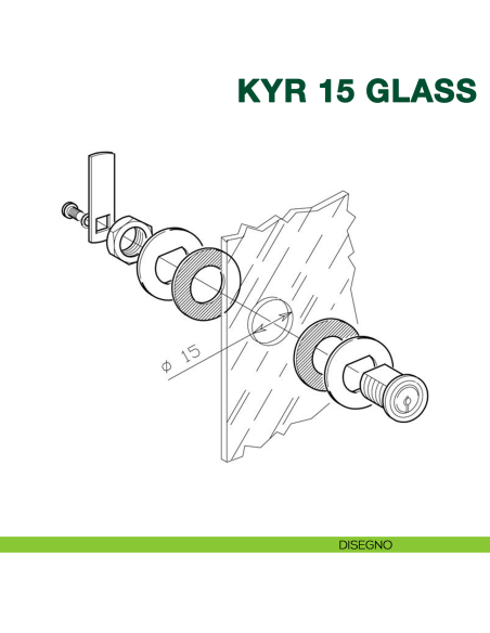 Serratura universale per ante in vetro con cilindro a levetta KYR Securital diametro 15 mm lunghezza 16 mm KYR 15 GLASS
