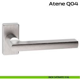 Maniglia in acciaio per porta Atene Q04 Reguitti Inox rosetta rettangolare 2