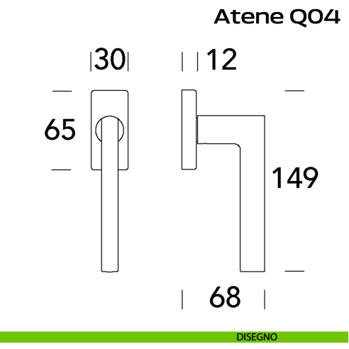 Maniglia in acciaio per finestra DK Atene Q04 Reguitti Inox disegno