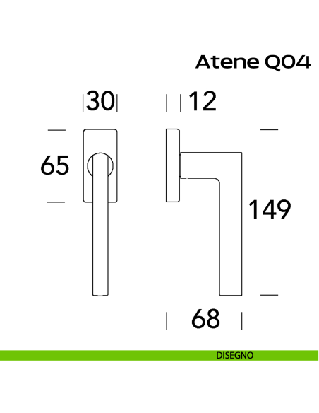 Maniglia in acciaio per finestra DK Atene Q04 Reguitti Inox disegno