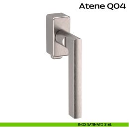 Maniglia in acciaio per finestra DK con pulsante su placca Atene Q04 Reguitti Inox 2