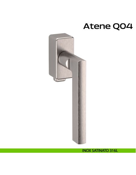 Maniglia in acciaio per finestra DK con pulsante su placca Atene Q04 Reguitti Inox - inox 316L