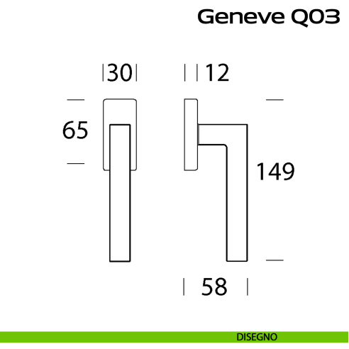 Maniglia in acciaio per finestra DK Geneve Q03 Reguitti Inox disegno