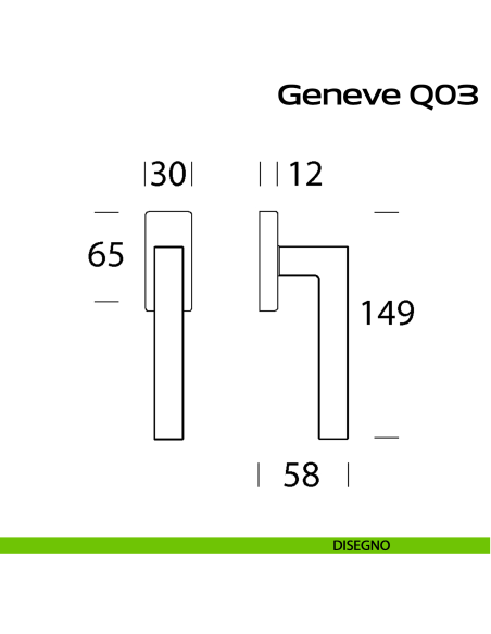 Maniglia in acciaio per finestra DK Geneve Q03 Reguitti Inox disegno