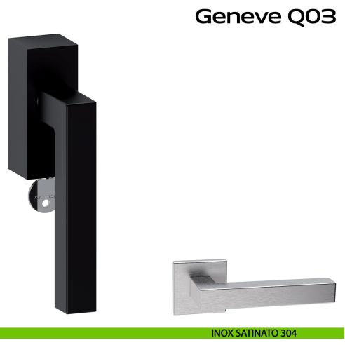 Maniglia in acciaio per finestra DK con chiave Geneve Q03 Reguitti Inox - inox satinato 304