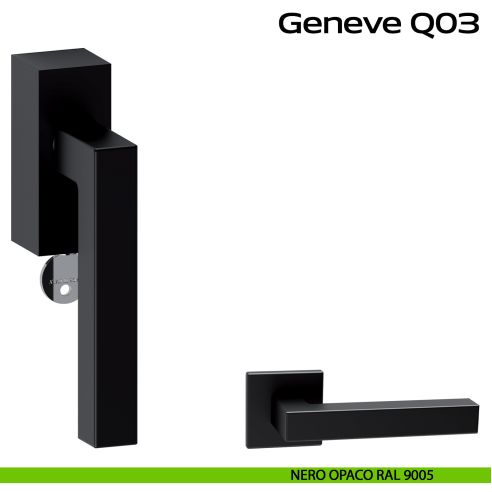 Maniglia in acciaio per finestra DK con funzione TBT Geneve Q03 Reguitti Inox - nero opaco RAL 9005