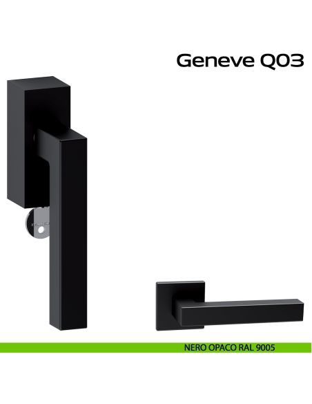 Maniglia in acciaio per finestra DK con funzione TBT Geneve Q03 Reguitti Inox - nero opaco RAL 9005