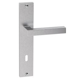 Maniglia in acciaio per porta Geneve Rectangular Q03 Reguitti Inox con placca foro patent