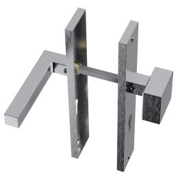 Maniglia in acciaio Geneve Rectangular Q03 e pomolo fisso 2Q1 foro yale Reguitti Inox con placca
