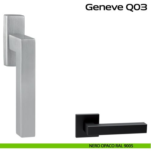 Maniglia in acciaio per finestra DK Geneve Rectangular Q03 Reguitti Inox - nero opaco RAL 9005