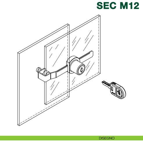 Serratura a cremagliera per vetrina scorrevole KYR Securital SEC M12 - disegno
