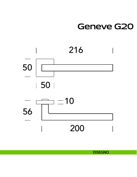 Maniglia in acciaio per porta Geneve 200 Reguitti Inox disegno