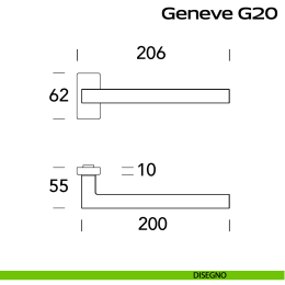 Maniglia in acciaio per porta Geneve 200 Reguitti Inox rosetta rettangolare 2